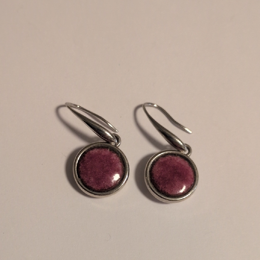 Elegant Silver and Purple Dangle Earrings